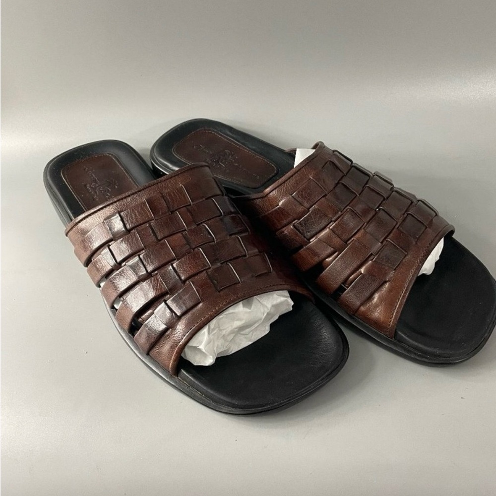 Tommy Bahama men's leather weave slide sandal size 12
